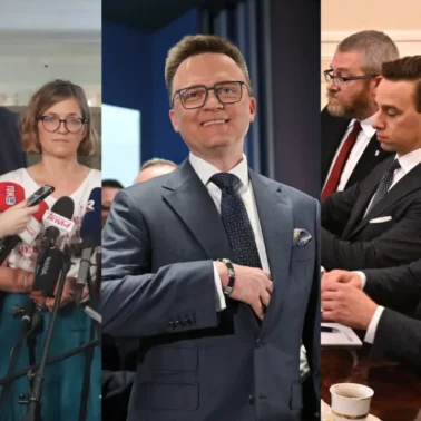 Adrian Zandberg, Magdalena Biejat, Szymon Hołownia, Grzegorz Braun, Krzysztof Bosak i Sławomir Mentzen