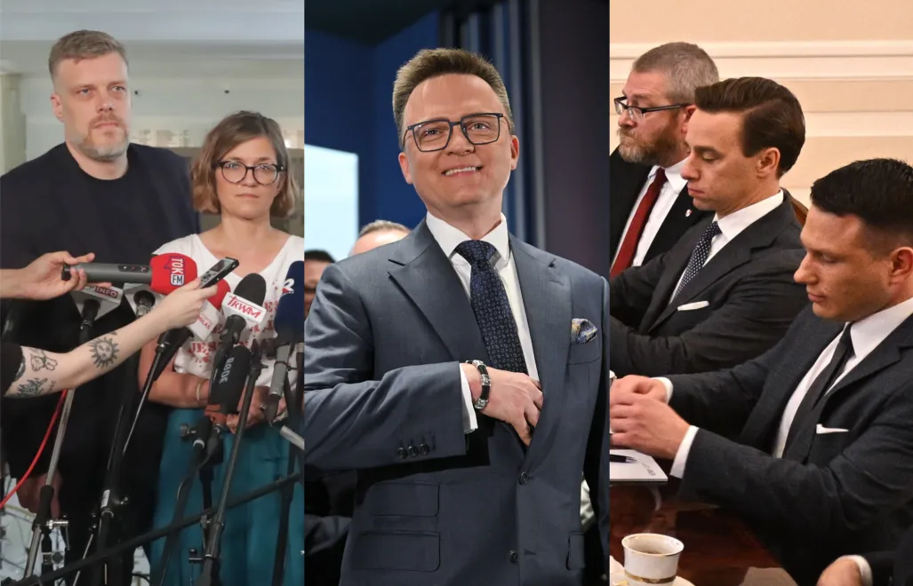 Adrian Zandberg, Magdalena Biejat, Szymon Hołownia, Grzegorz Braun, Krzysztof Bosak i Sławomir Mentzen