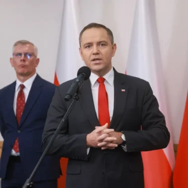 Prezydent elekt RP Karol Nawrocki oraz desygnowany na szefa Biura Bezpieczeństwa Narodowego Sławomir Cenckiewicz