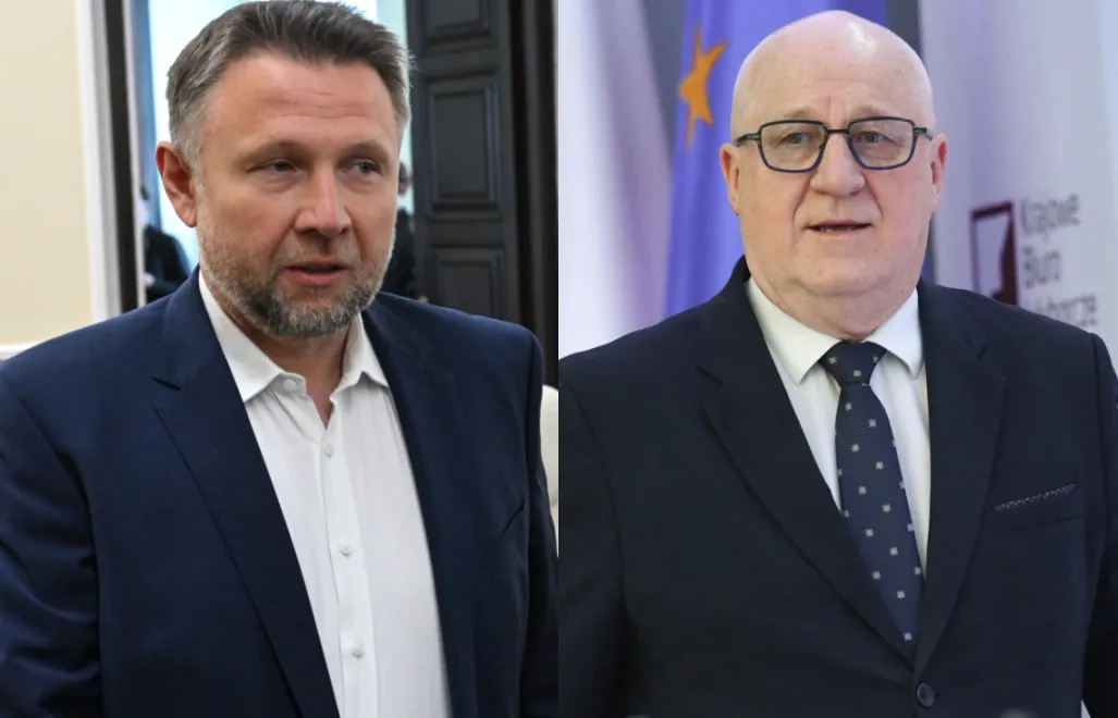 Szef MSWiA Maciej Kierwiński i przewodniczący PKW Sylwester Marciniak