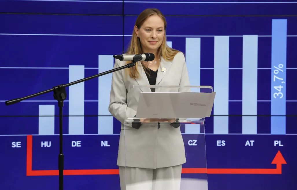 Katarzyna Pełczyńska-Nałęcz podczas konferencji ws. KPO