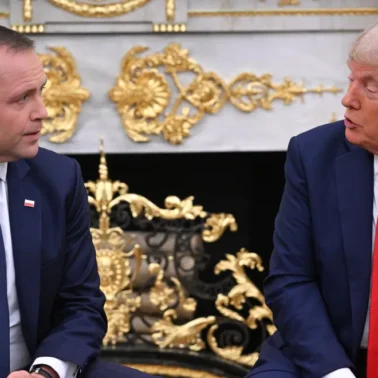 Prezydent RP Karol Nawrocki i prezydent USA Donald Trump.